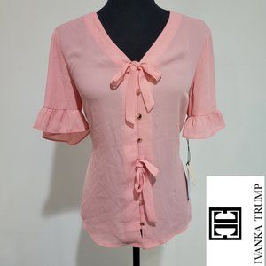 Ivanka Trump Pink Blouse Top Shirt with Gold Buttons Size Small New with Tag